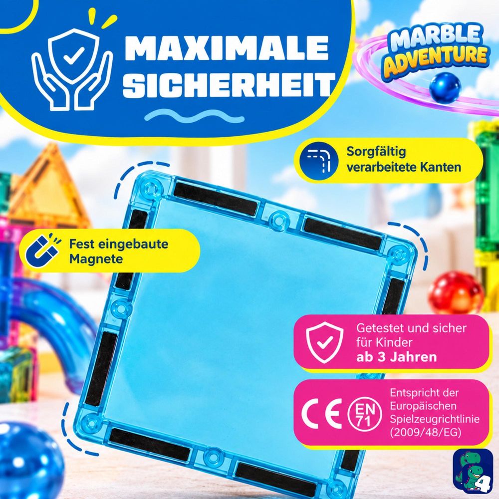 Sichere magnetische Bausteine mit abgerundeten Kanten