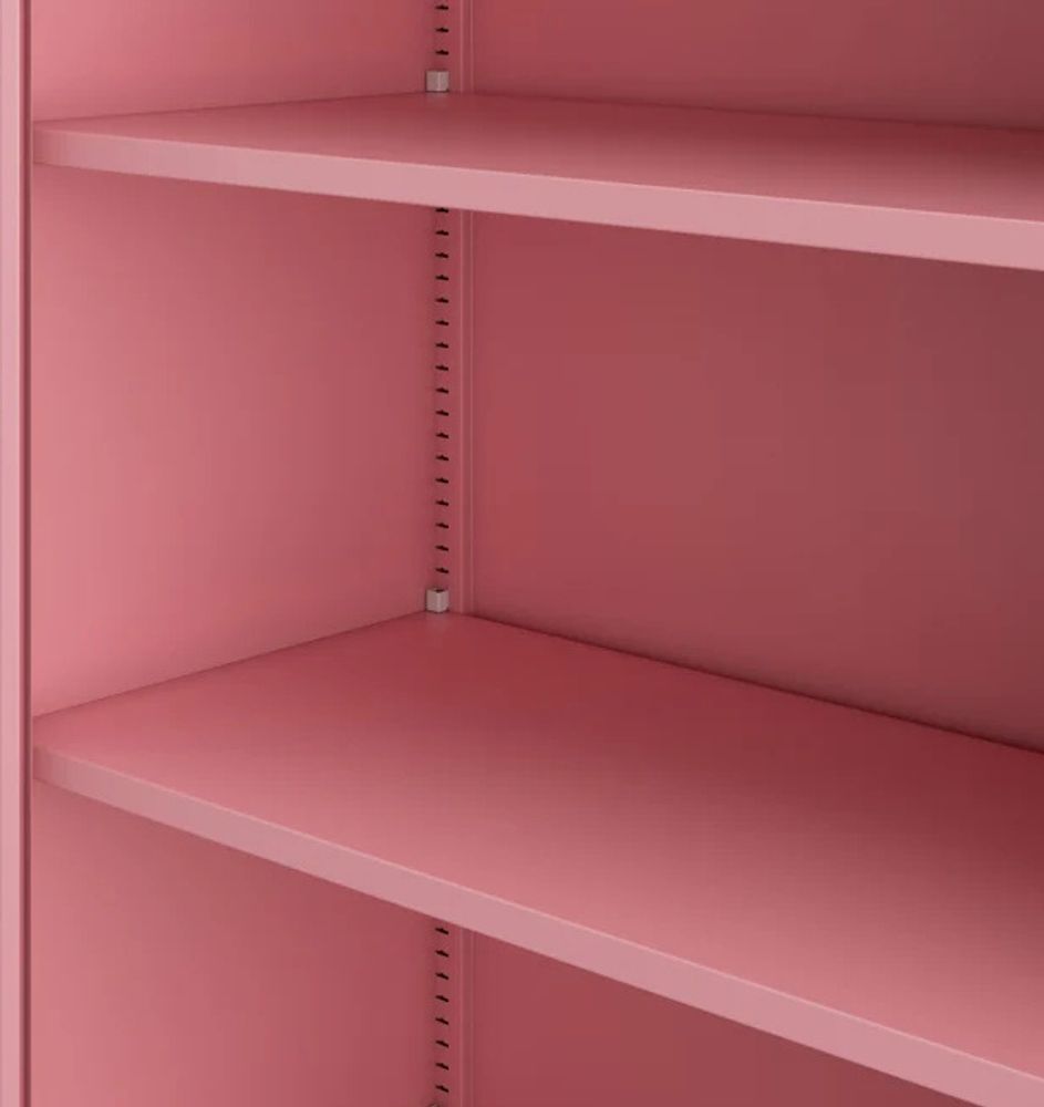 Kleiner Aktenschrank C001B Büroschrank mit Flügeltüren Metallschrank Lagerschrank Pulverbeschichtet Stahlblech Abschließbar 92,5 x 90 x 40 cm, Farbe: Rosa