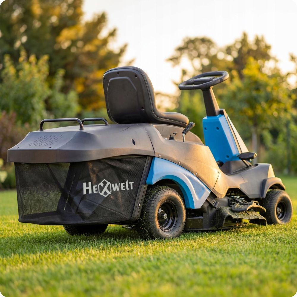 Tracteur tondeuse HEXWELT 224 cm³ largeur de coupe 66 cm bac 150 L avec aérateur