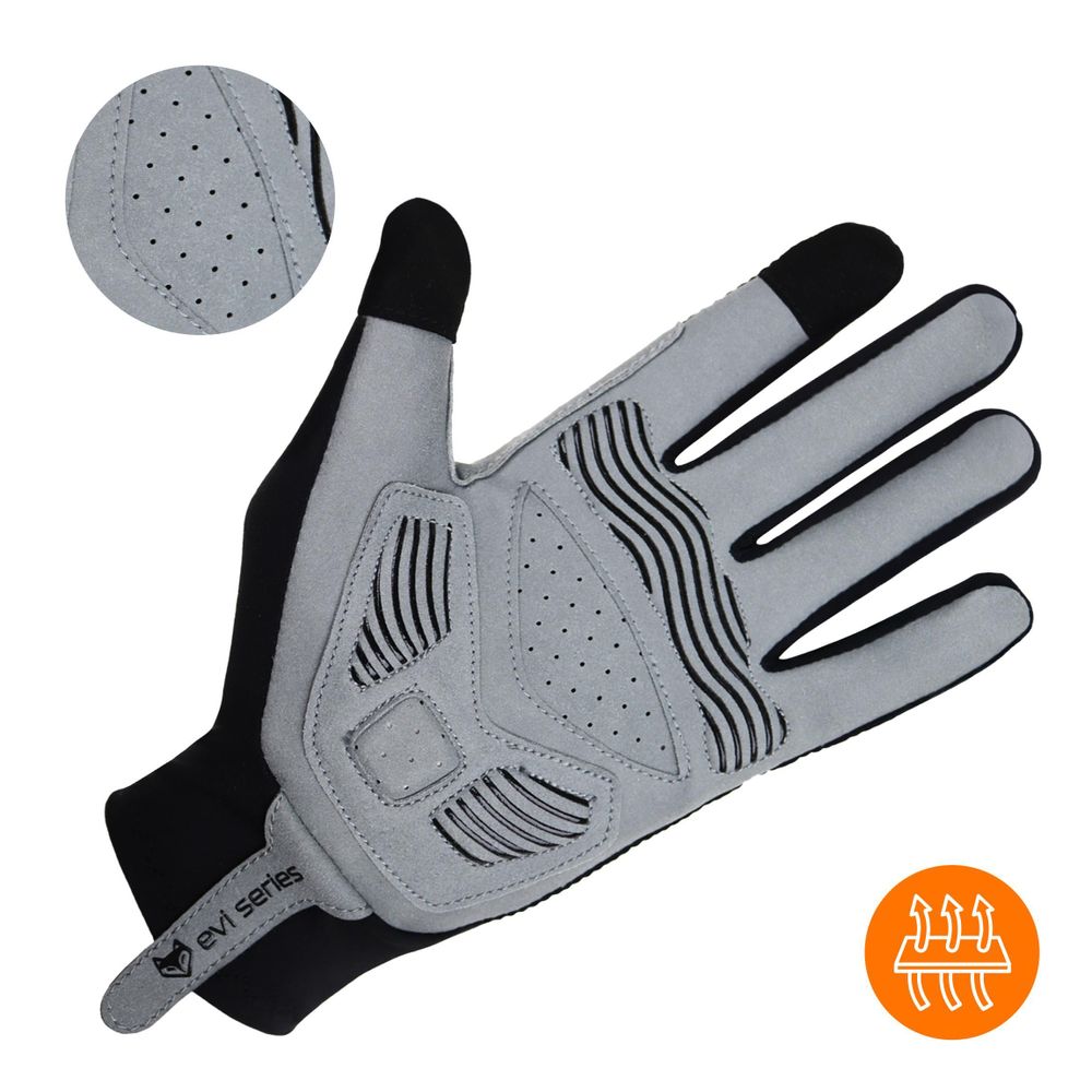 Fahrradhandschuhe L/XL Lange Finger mit Gel-Polsterung, Touchscreen Radhandschuhe reflektierend & atmungsaktiv, EVI BIKE ActiveTouch