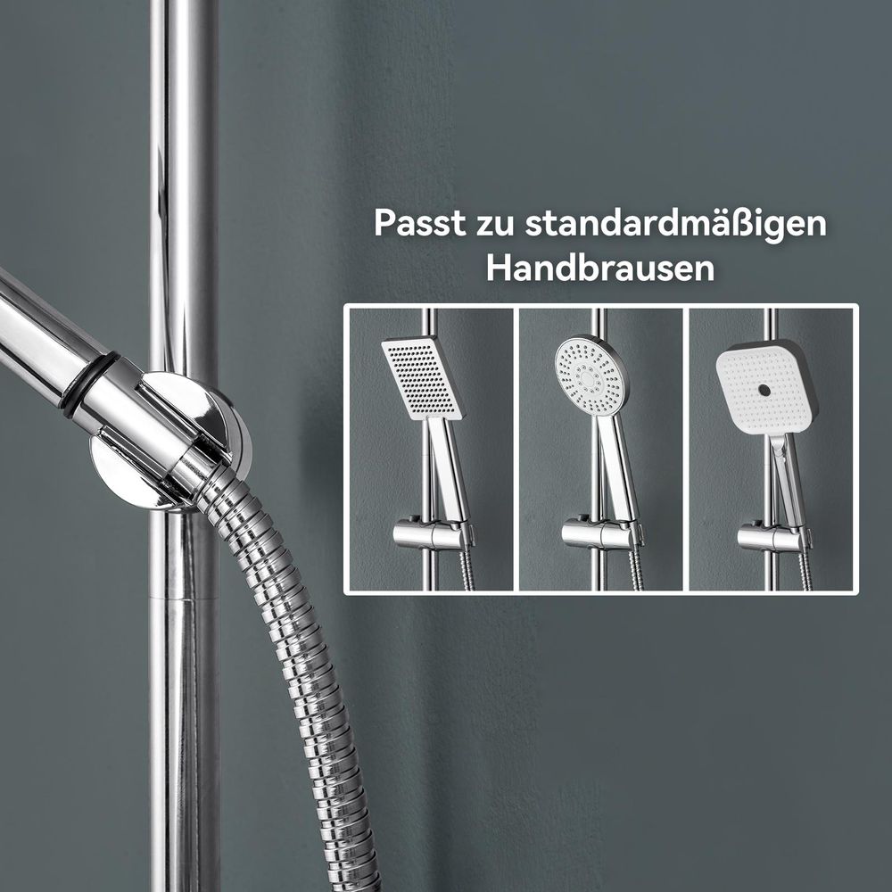 Auralum 70 cm Duschstange aus Edelstahl–Wandmontierte Duschsäule mit Ablage, kein Bohren erforderlich, moderne Duschstange, Chrom
