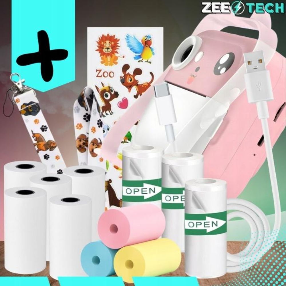 Sofortkamera Für Kinder Mini Drucker + 11 Rollen + Aufkleber