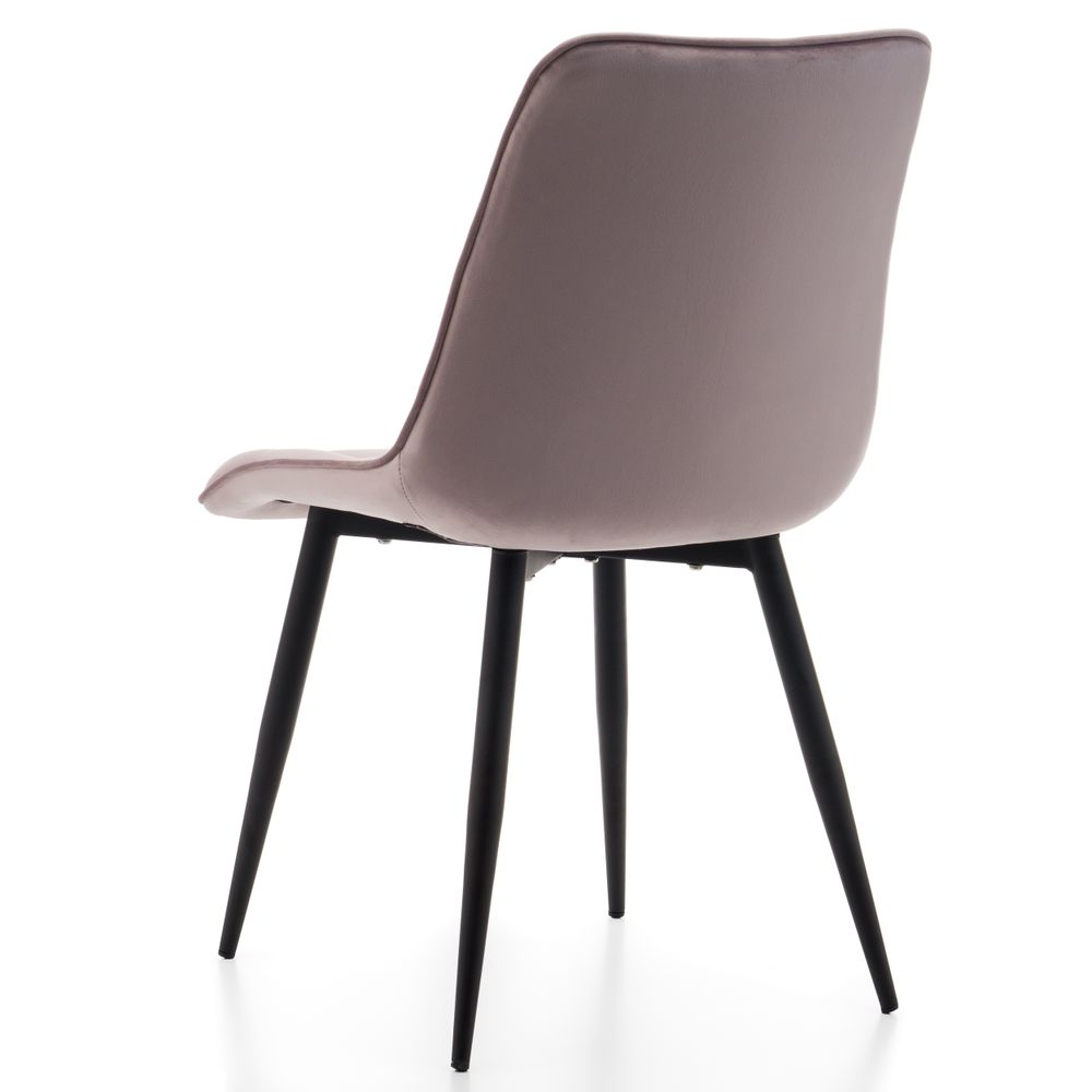 NEW HOME Stuhl CHIC gespolsterter Esszimmerstuhl mit Steppung - rosa - moderne Samt Velours Möbel