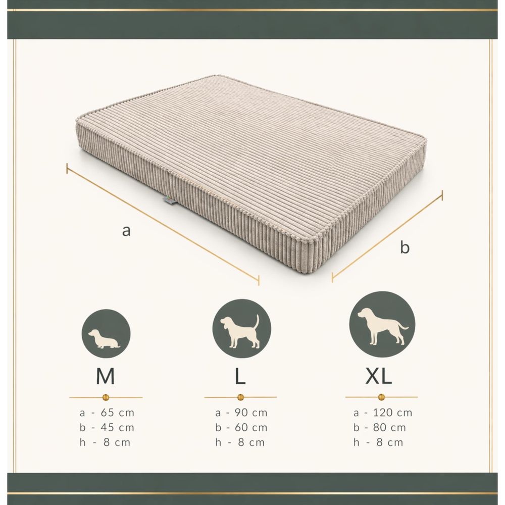 Hundebett Hundekissen Hundematte Cord Xl 120X80 Cm Braun