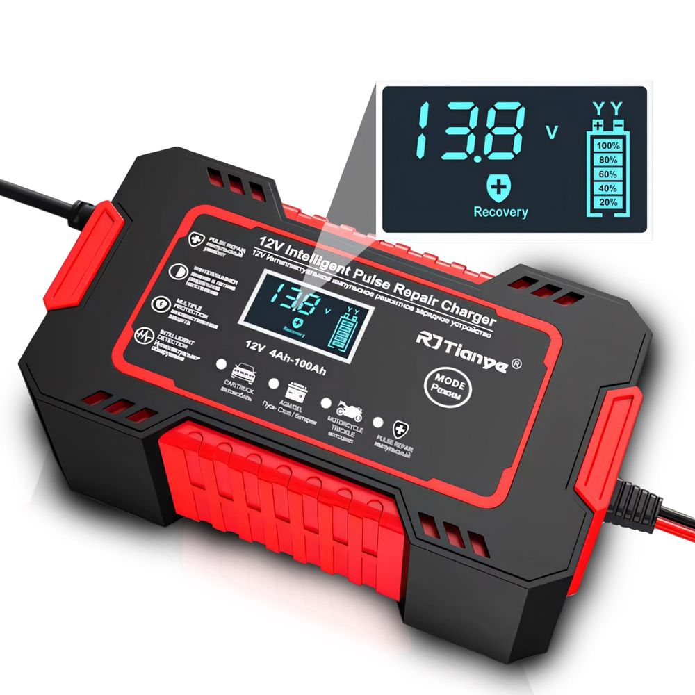 6A Autobatterie Ladegerät, 12V/24V Smart vollautomatische KFZ Batterieladegerät Temperaturkompensation für Auto LKW Motorrad Rasenmäher Boot Retoo