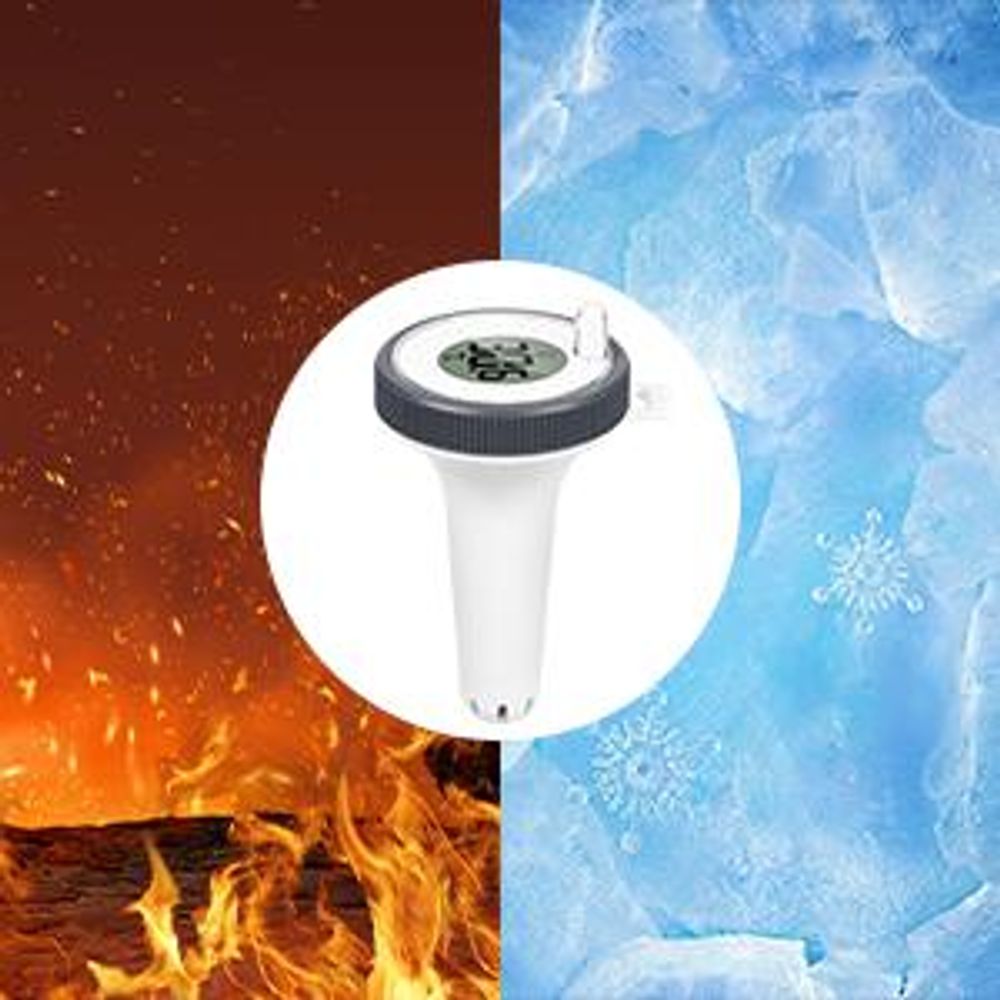 Poolthermometer, Schwimmendes Pool Thermometer, schwimmende, Funk-Empfänger, LCD, IP67 wasserdicht, mit Indoor-Temperatur Luftfeuchtigkeit Monitor