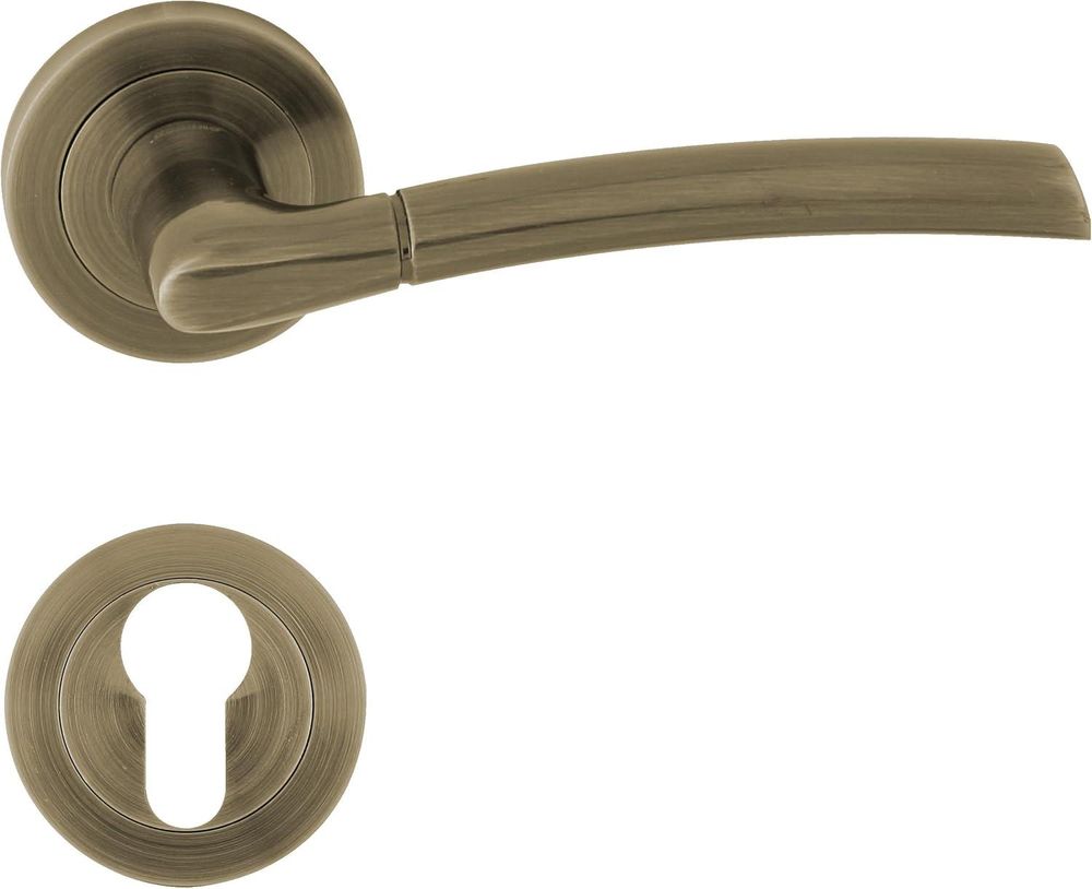 DOMINO Türgriff Drückergarnitur PZ - Profilzylinder Set | Rund-Rosette | Türklinke für Zimmertür, Bürotür, Kellertür & Innentür | Türbeschläge aus Aluminium | Bronze Türdrückergarnitur | PRESTO-R M3