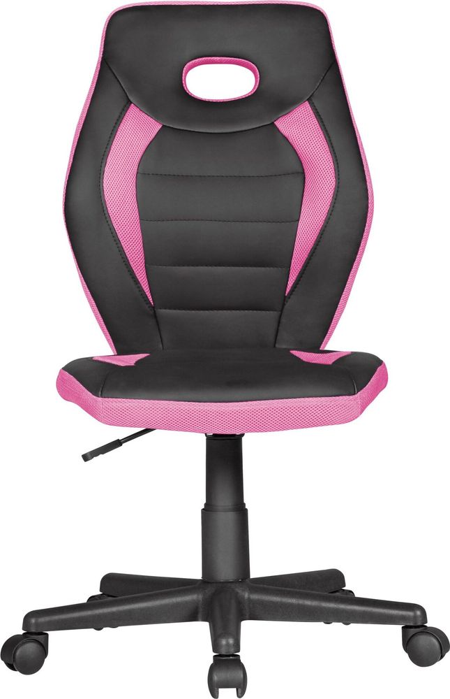 AMSTYLE Kinderdrehstuhl LUAN schwarz/pink für Kinder ab 6 mit Lehne Kinderdrehstuhl ergonomisch Kinderbürostuhl Jugendstuhl höhenverstellbar