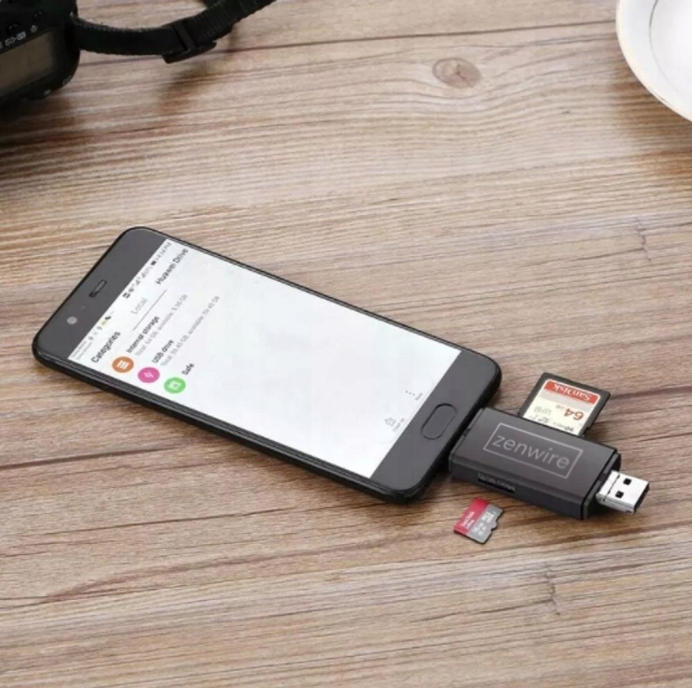 SD Kartenleser - 5-in-1 - USB 3.0 - USB-C - Micro USB - OTG - SD and microSD TF - Plug and Play - Schwarz