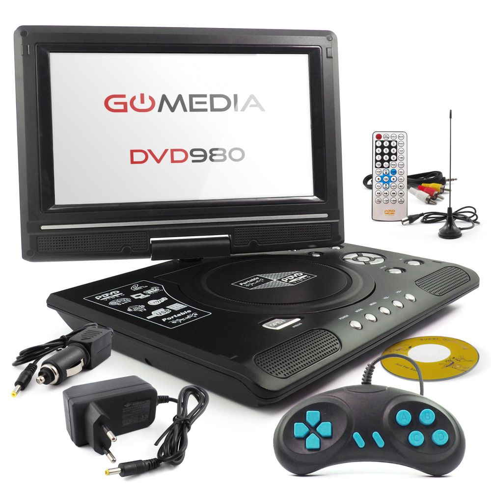 Przenośny Odtwarzacz DVD 980 Gomedia 9.8" 300 Gier Polskie Menu Antena USB