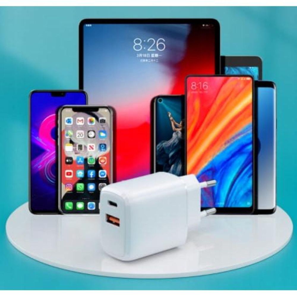 Ładowarka - zasilacz USB-C - 20 W - szybkie ładowanie - biały - do iPhone Samsung
