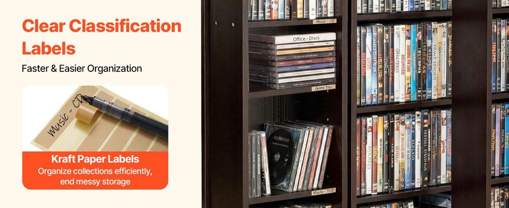 VEVOR Medienregal, 4-Ebenen DVD-Regal, 610x368x846 mm Medienschrank, Multimedia-Aufbewahrung für CDs, DVDs, Bücher, Spiele, CD-Regal für Wohnzimmer, Homeoffice, Aufnahmeraum, Braun