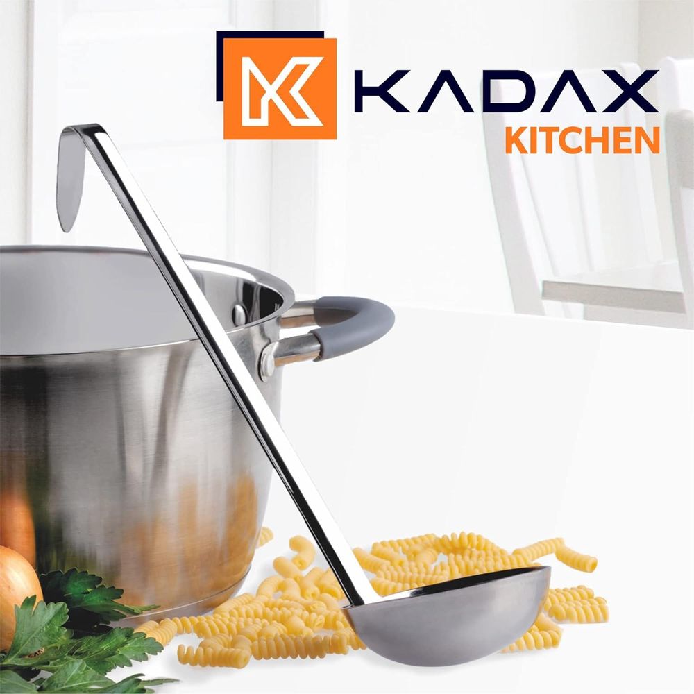 KADAX Suppenkelle aus Edelstahl "Kebal", Soßenlöffel mit langem und ergonomischem Stiel, 9 cm + 10 cm, silber