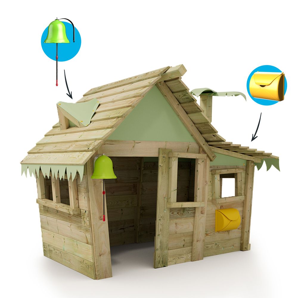 Spielhaus Wickey Casita aus Holz mit Fenstern und Holzdach in Hellgrün