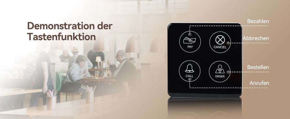Retekess TD113-TD033 Personal Pager System, drahtloses Rufsystem, Uhr Pager Anzeige, IPX67 wasserdicht, Lange Standby-Zeit, für Restaurant, Kellnerin