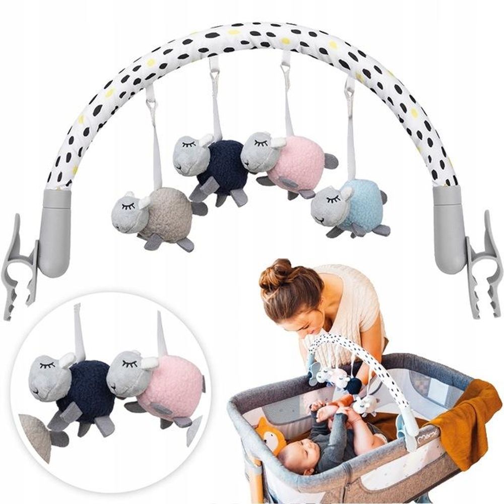 MoMi JOY - Spielbögen für Baby - Spielzeuge- Mobile Tiere - für Kinderwagen, Kinderbett, Buggy