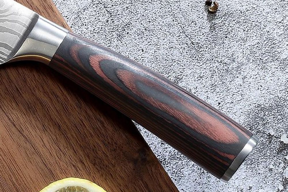 Griff des Santokumessers PAUDIN N5 aus Pakkaholz