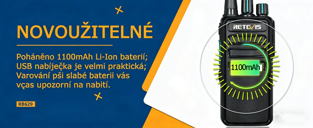 Retevis RB629 Dvoucestné vysílačky, PMR446 s funkcí bezdrátového klonování Nouzové upozornění VOX s reproduktorovým mikrofonem pro bezpečnost na školním staveništi (4 balení, černá)