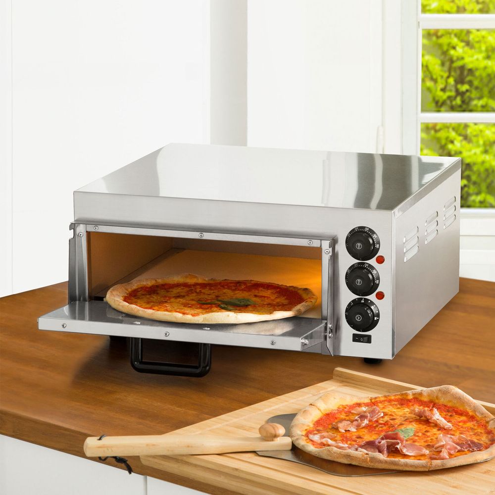 VERTES Gastro Pizzaofen mit feuerfestem Stein, Timerfunktion und Beleuchtung, Steinofen für original italienische, professioneller Steinofen