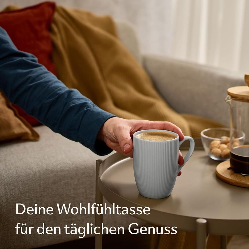 Cosumy Kaffeetassen 6er Set Modern Bunt Pastellfarben - Einzigartiges Streifenmuster - Matt Keramik - Mikrowellenfest - Spülmaschinenfest & Komfortabler Griff