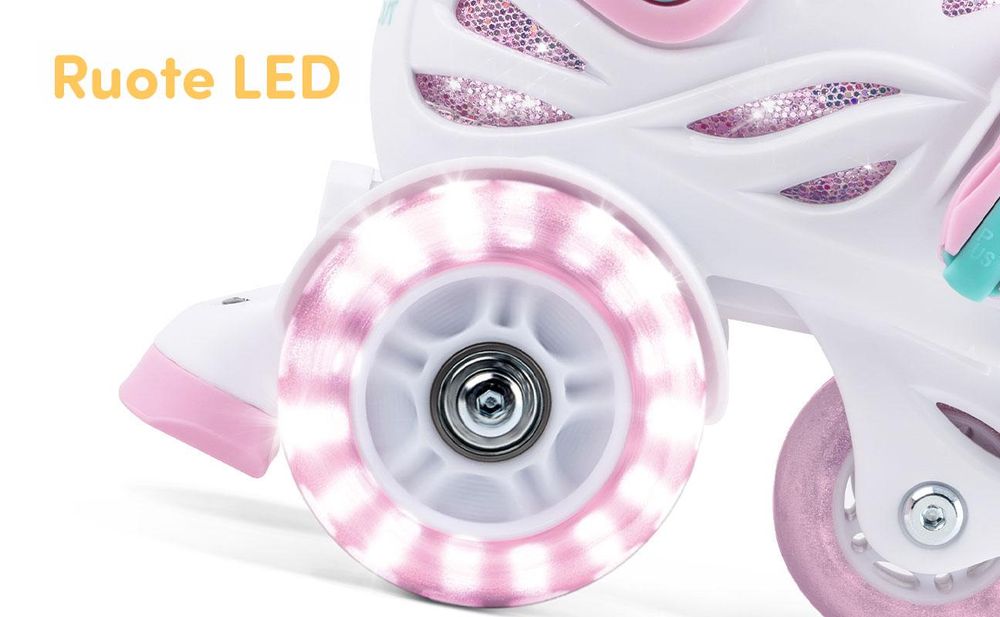 Pattini in linea per bambini Cariboo Ballerina con ruote a LED rosa - S