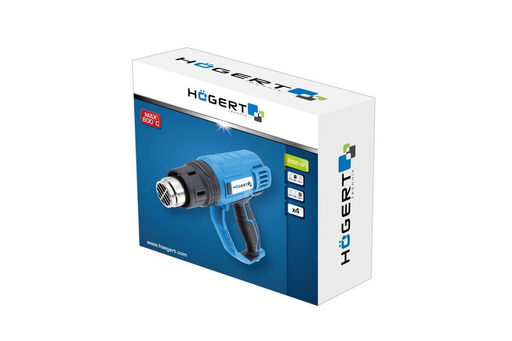 Heißluftpistole 2000 W Högert Technik, 2 Gebläsestufen bis 600 °C, ABS-Gehäuse, 2 m Kabel – Heißluftföhn