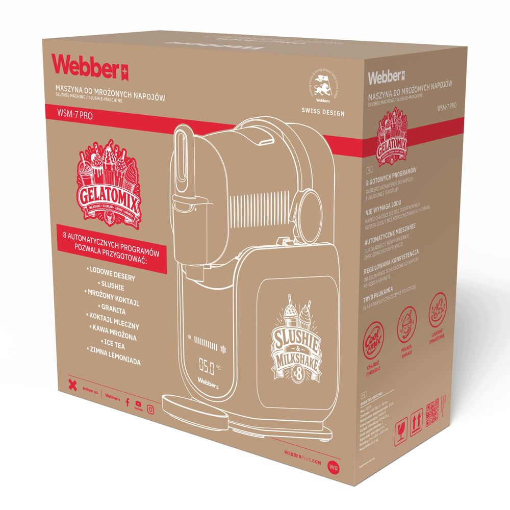 Stroj Na Slushy A Itálskou Zmrzlinu Granity Webber Pro 1,8 L, 220 W, 8 Programů