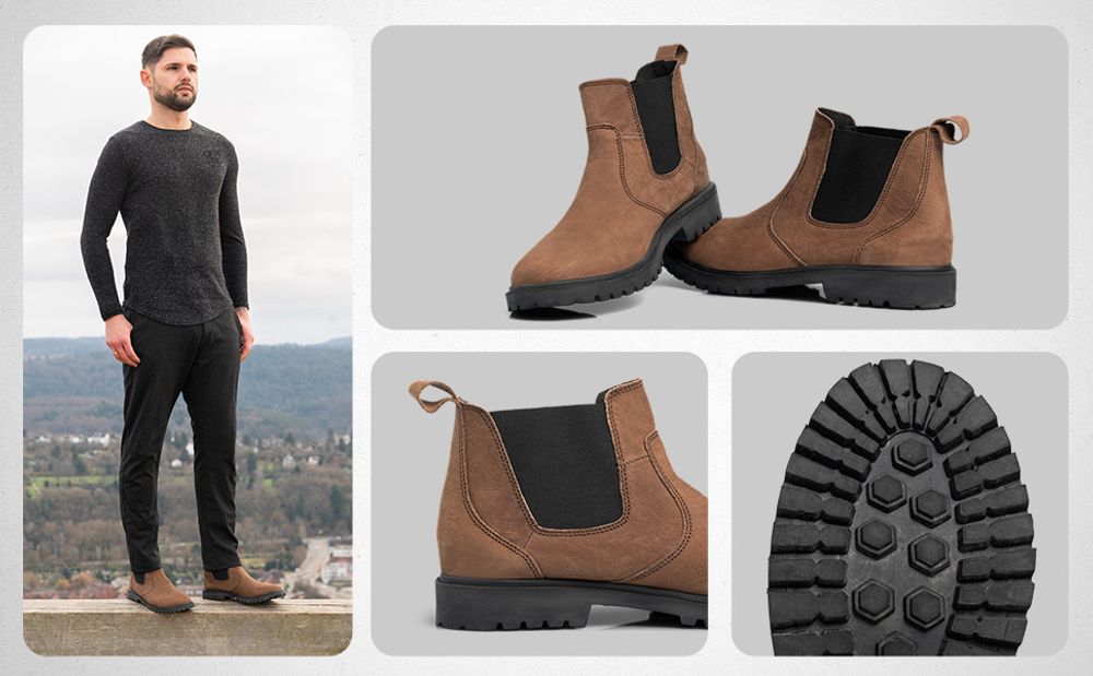 PAULGOS Herren Chelsea Boots Echtes Leder, Stiefeletten Größe 39-47 in 3 Farben