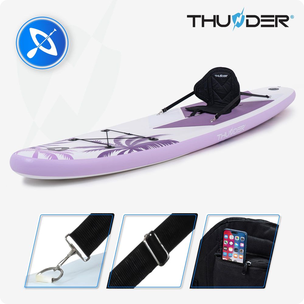 THUNDER Sola Stand Up Paddle Board 350x81x15 cm Violett Weiß Rosa bis 150 kg
