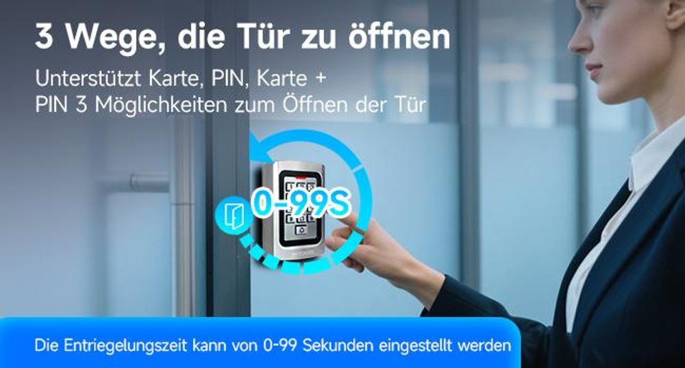 Retekess T-AC04 Smart Türschloss IP68 Zugangssystem PIN 125KHz RFID Wasserdicht Hinterleuchtet Diebstahlsicherung, Geeignet für Apartment Geschäfte