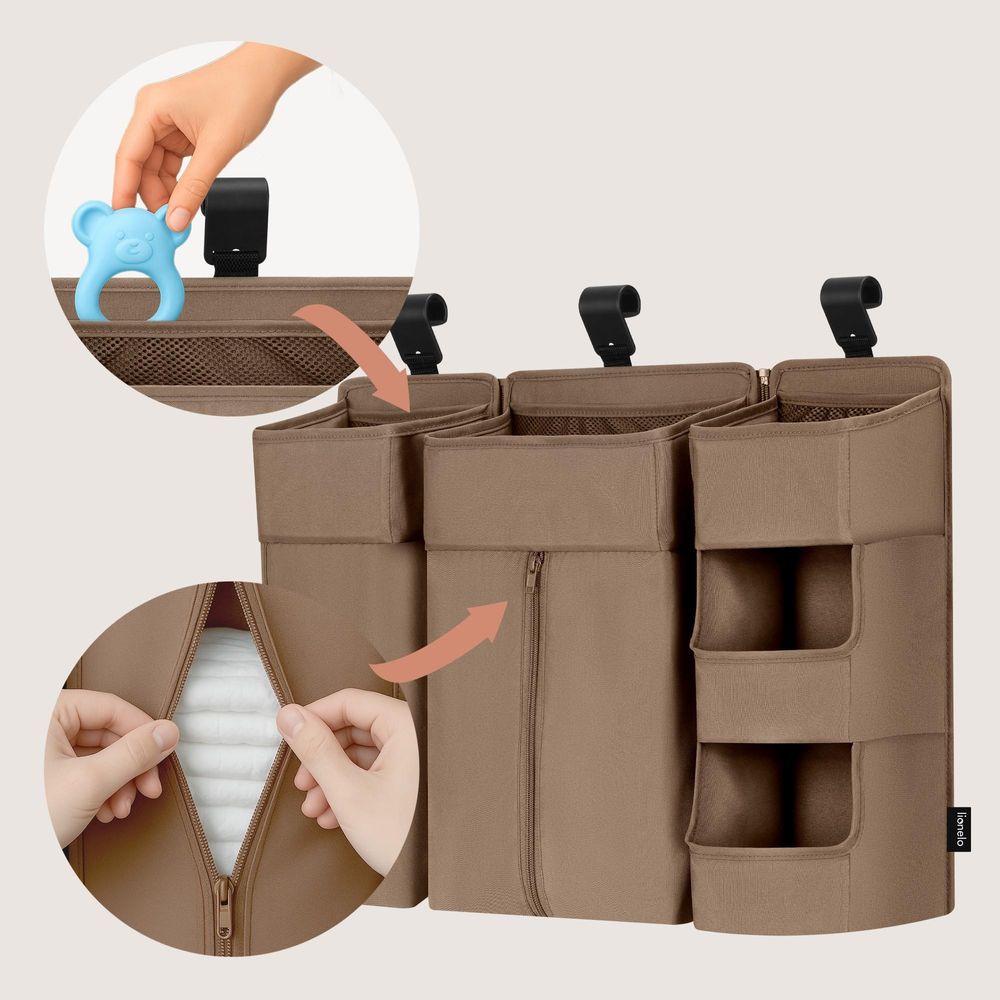 Lionelo Sidepocket Large 58x11x58 cm Kinderbett-Organizer Beige