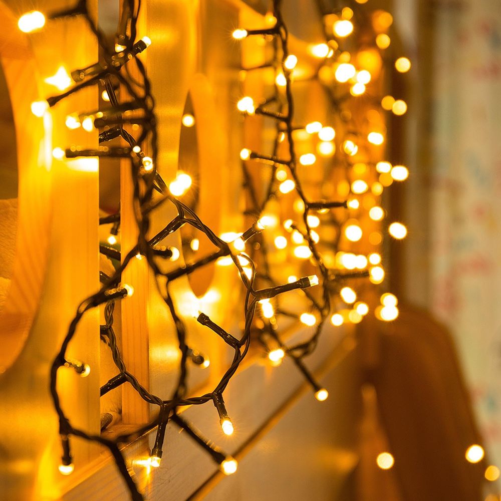 100M 500 LED Lichterkette Warmweiß 8 Lichtmodi Party Garten Innen Deko Weihnachtsbeleuchtung