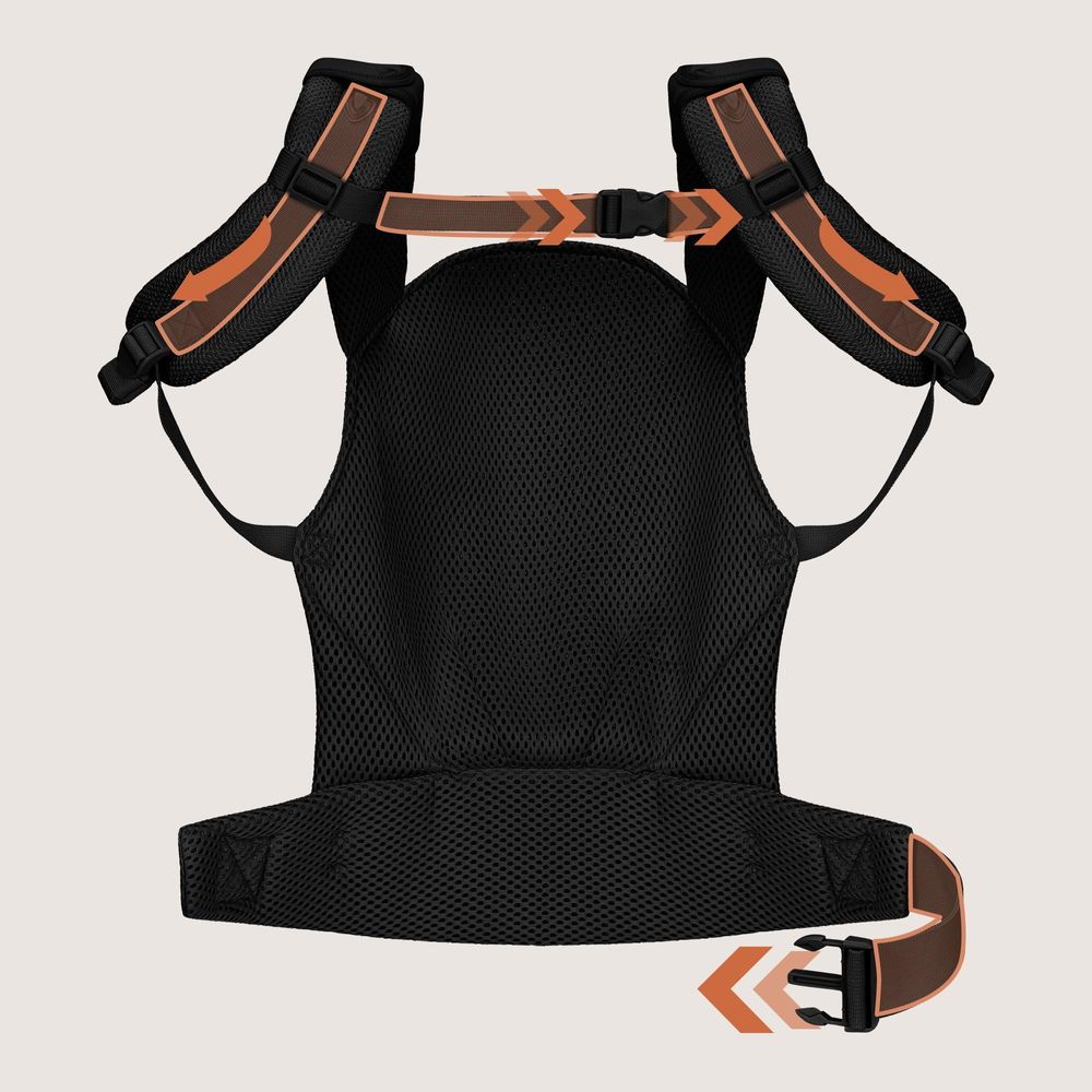 Margareet Air Ergonomische Babytrage, geeignet für Babys ab 4 Monaten bis 20 kg, 3 Tragemodi, atmungsaktives Gewebe, abnehmbare Kapuze - Schwarz