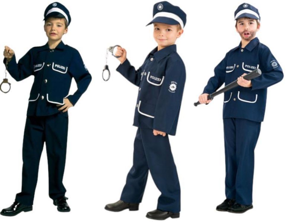 Kinderkostüm Polizist Petersen 2-tlg. mit Mütze Polizei-Uniform dunkelblau, Fasching, Karneval, Mottoparty (116)