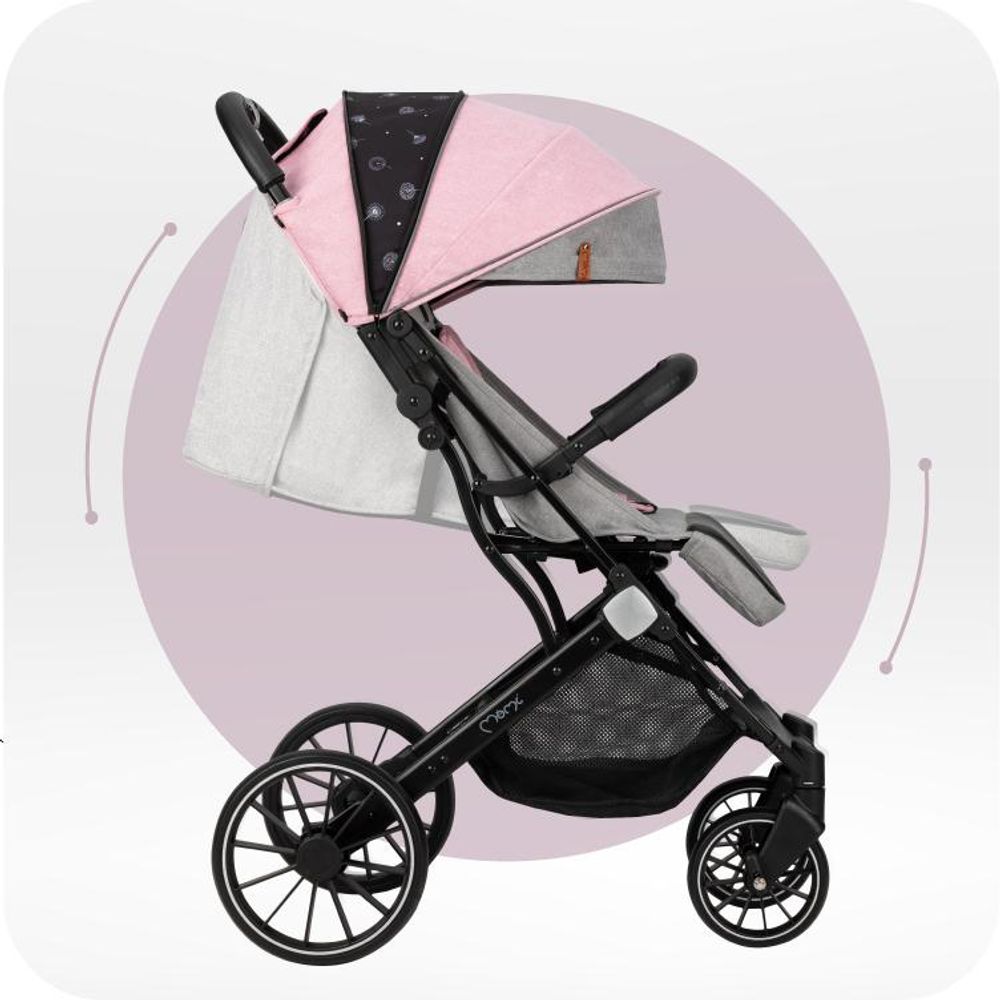 MoMi ESTELLE PLUS LIGHT Kinderwagen Buggy bis zu 22 kg - Leicht, Große Räder Koffer - Rosa