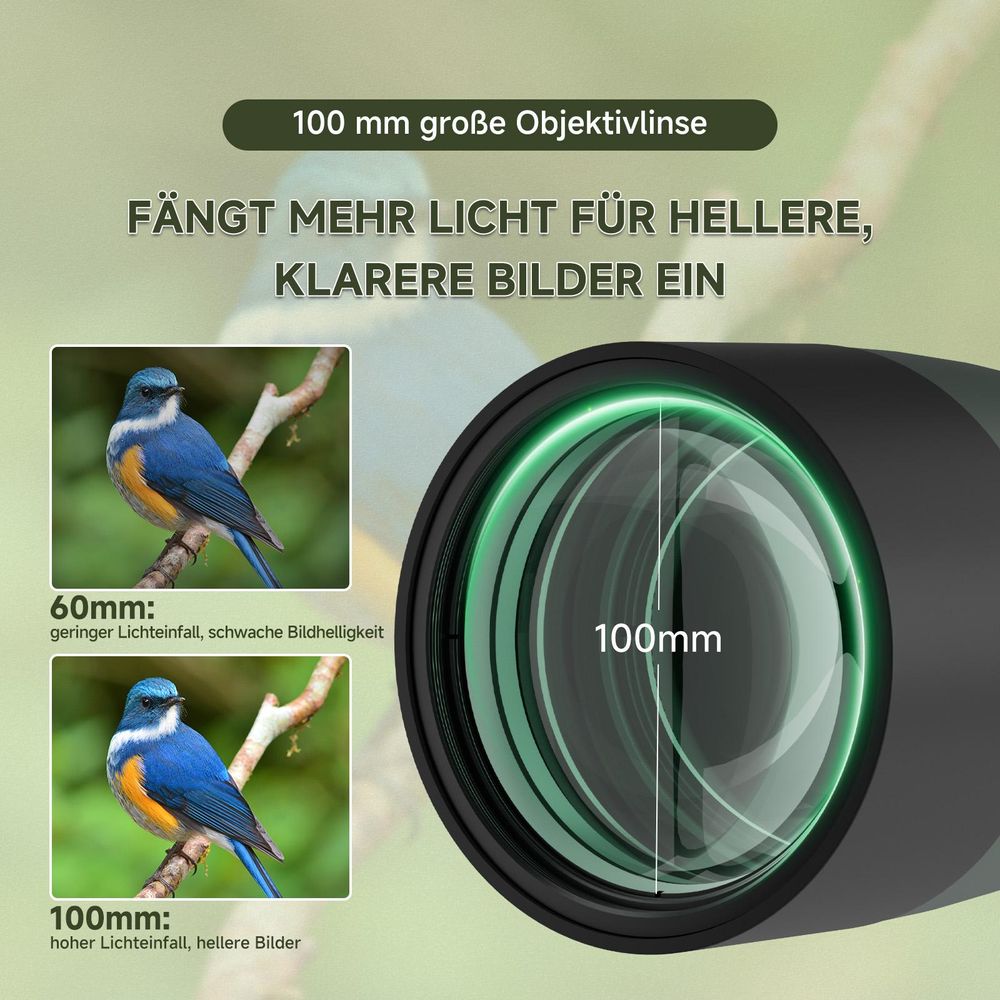 Svbony SV28A Spektiv 100mm, mit Upgrade-Stativ, HD BAK4 Porro Prisma FMC, Aluminium-Telefonadapter, Tragetasche für Sportschützen