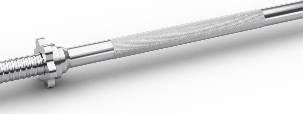 Zipro Langhantelstange 120 cm - Massiver Stahl verchromt bis 100 kg Hantelstange mit Sternverschlüssen Rändelung Für Krafttraining, Bizeps Bankdrücken