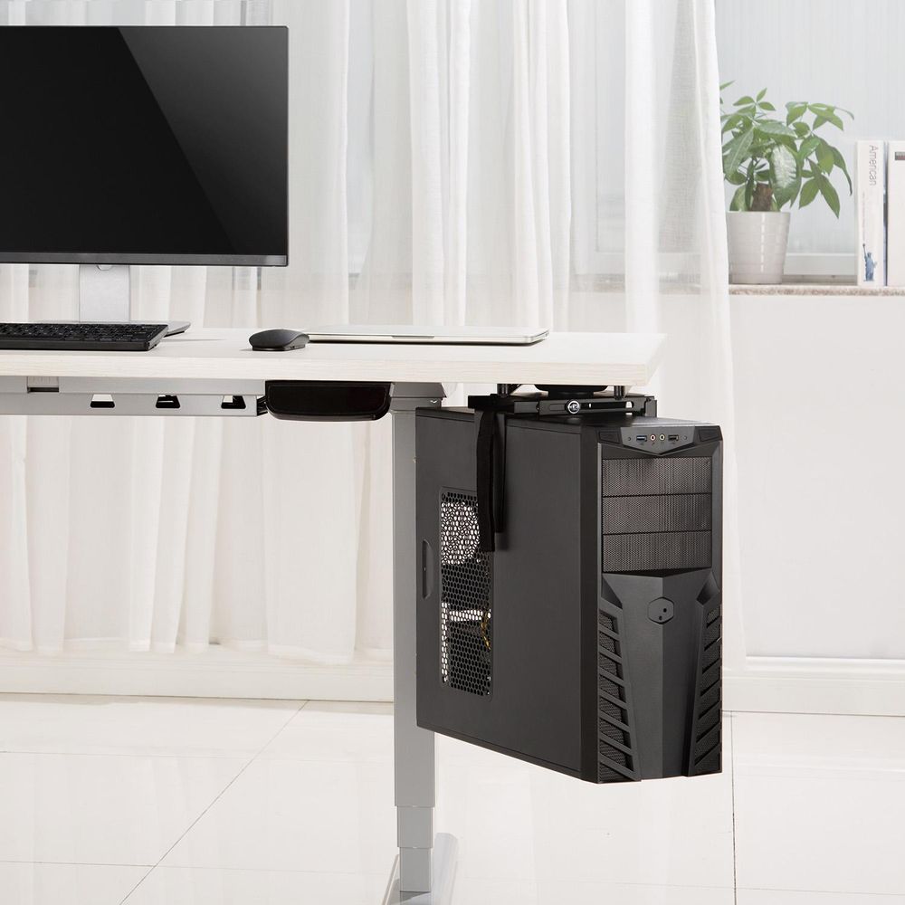 Universal Computerhalterung für Schreibtisch Halterung PC Computer Halter Untertisch PC-Halter bis 10kg Ausziehbar Schwenkbar 360°