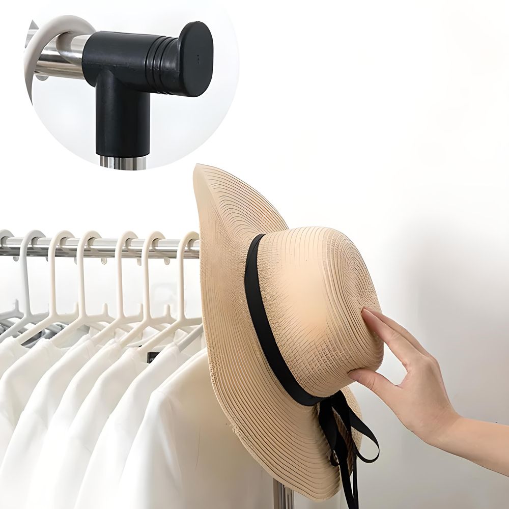 Garderobenständer Kleiderständer aus Metall mit 2 Kleiderstangen Kleiderstange Flur Schlafzimmer Garderobenstange mit Schuhregal einfach Montage Retoo