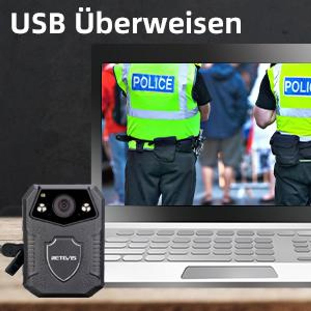 Retevis RT77 Körper Kamera Mini HD 1080P 21MP Polizeikamera getragen Videokamera 150°Blickfeld Sicherheit IR Nachtsicht 2650mAh IP54 Body-Cam(16GB)