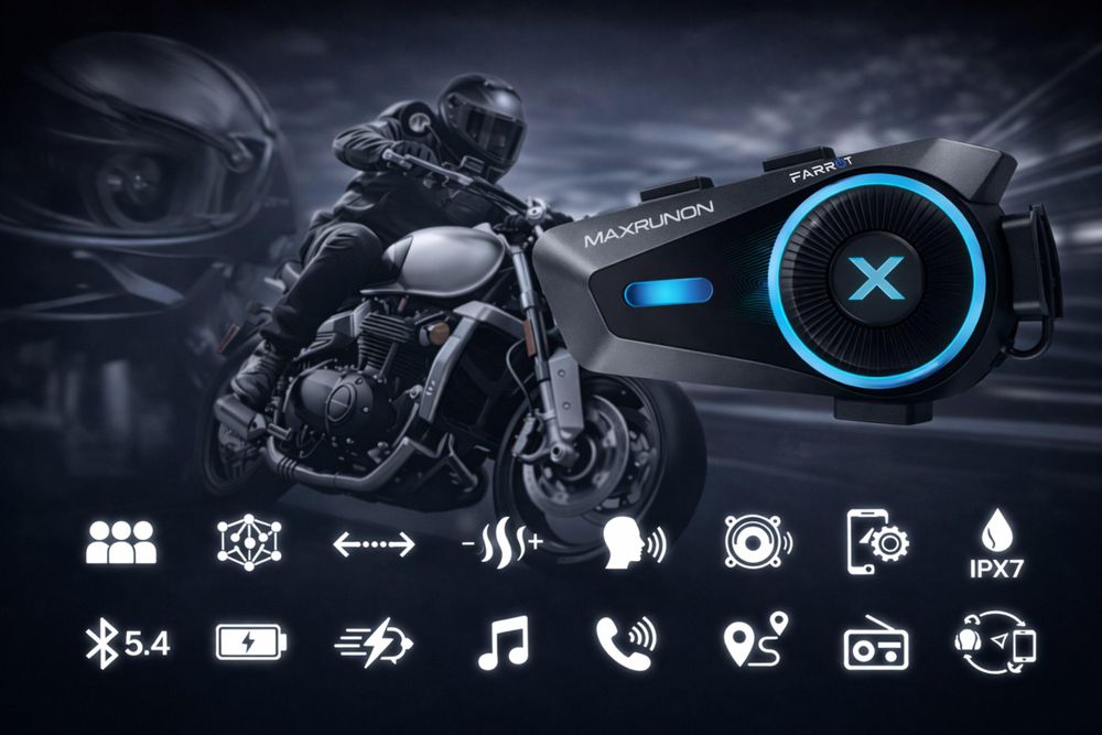 Zestava interkomu FARROT D10 MAXRUNON so slúchadlami HD Stereo a mikrofónmi