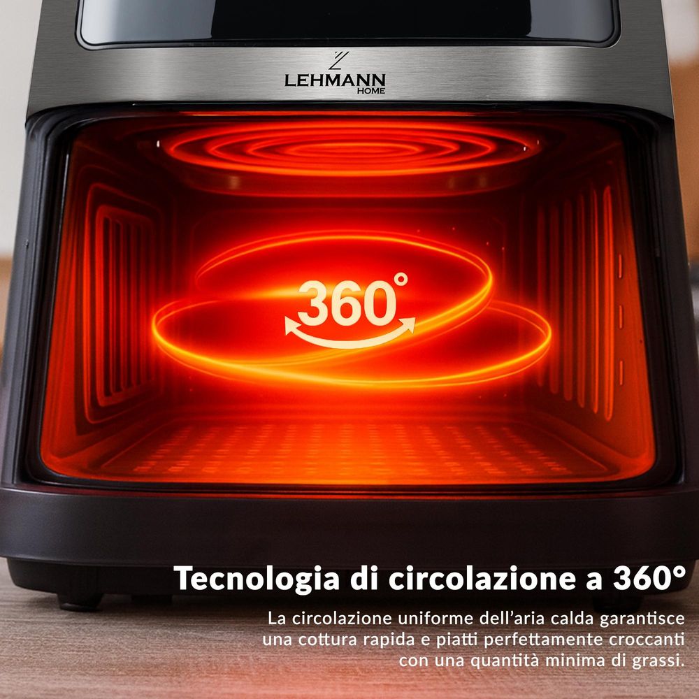 Friggitrice Ad Aria 5,5L 1800W, Cestello Antiaderente Lavabile In Lavastoviglie, Timer 70min