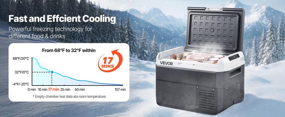 VEVOR Kompressor Kühlbox 25 L, Tragbarer Autokühlschrank mit Einstellbarer Temperatur & App-Steuerung, Kühlschrank 12/24 V DC und 100–240 V AC für Outdoor Camping Reisen und Wohnmobile