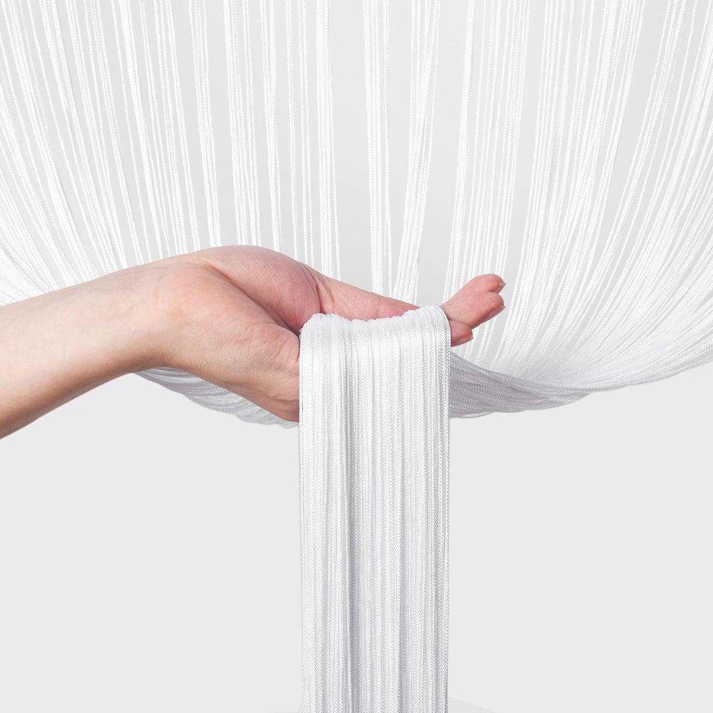 Victoria M. LEONORA Fadengardine, 100 x 245 cm, schwarz, 2 Stück vielseitig nutzbar als Raumteiler, Sicht- & Insektenschutz | kürzbar, waschbar, Tunnelzug