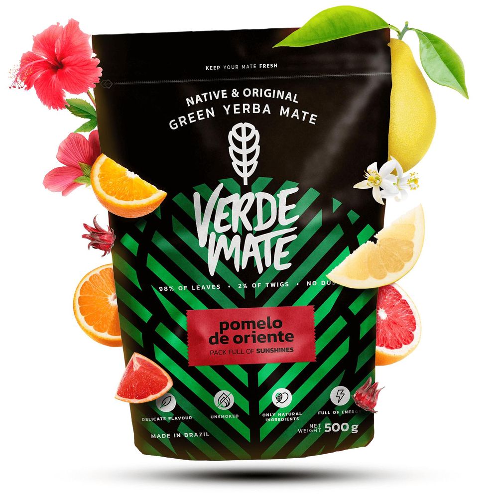 Verde Mate Green Pomelo de Oriente Yerba Mate, 500g Packung mit Zitrusfrüchten