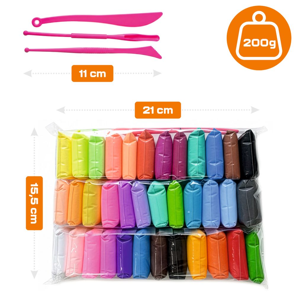 Magic Clay 36er Set, Magische Knete lufttrocknend & ultraleicht, Modelliermasse für Kinder inkl. 3 Spatel, Kreatives Spielzeug MINT, EVI KIDS MagicCla