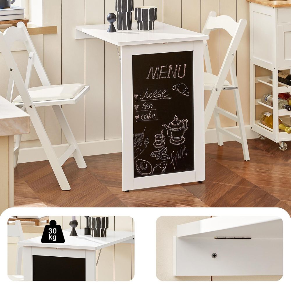 SoBuy Wandklapptisch mit Drop-Leaf Klappbarer Esstisch mit Memo-Board Platzsparender Klapptisch für Küche und kleine Räume Weiß 50cmx75cmx76cm FWT20-W
