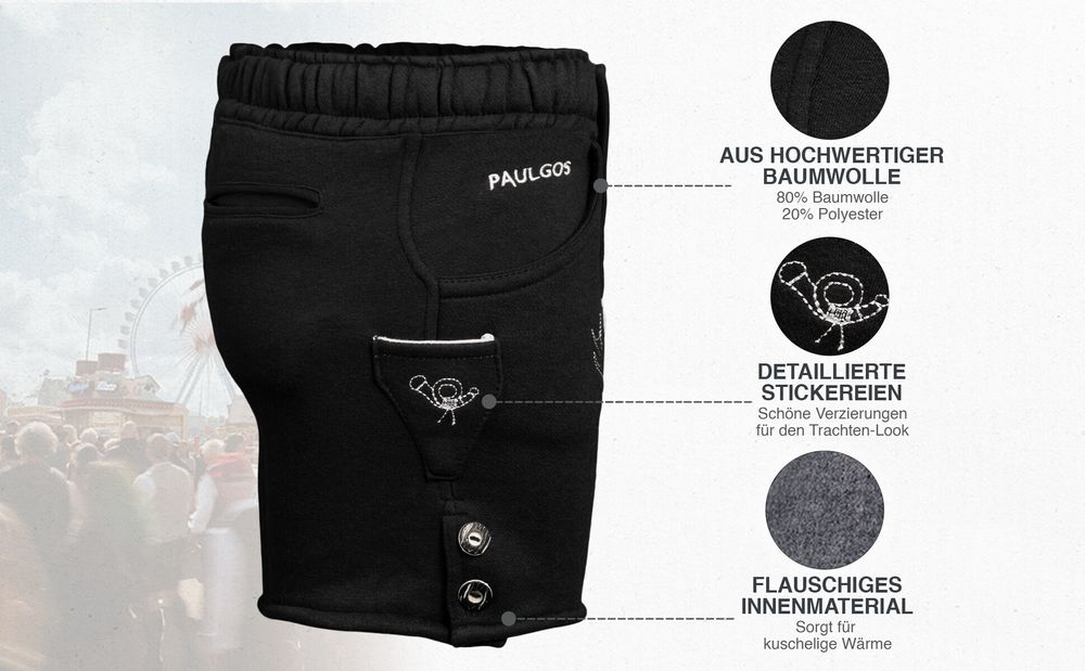 PAULGOS Kinder Trachten Jogginghose - Design Trachten Jogginghose - JOK-KK2 - in 2 Farben erhältlich - Größe 86-164