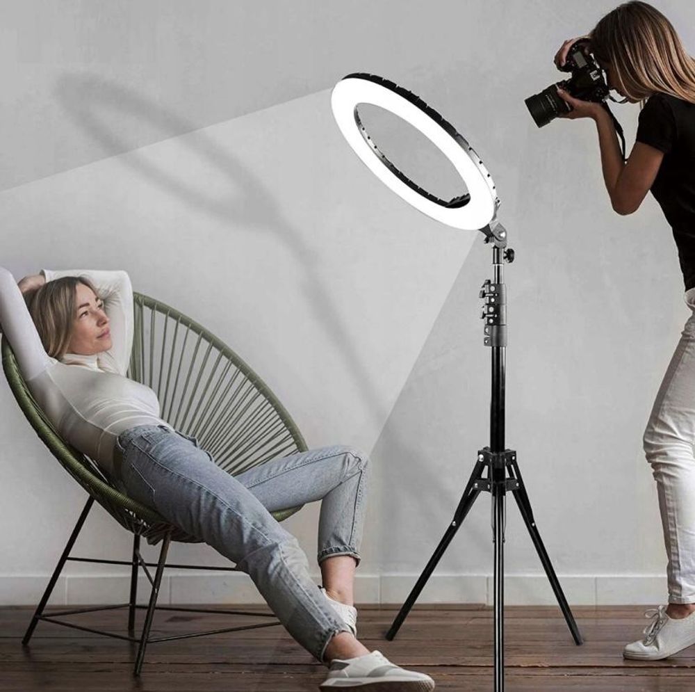 LED-RING-Ringlampe, LED-Ringlicht, Ringleuchte, Leistung 240 W (Verbrauch 36 W), 45 cm Fernbedienung + Stativ 220 cm,