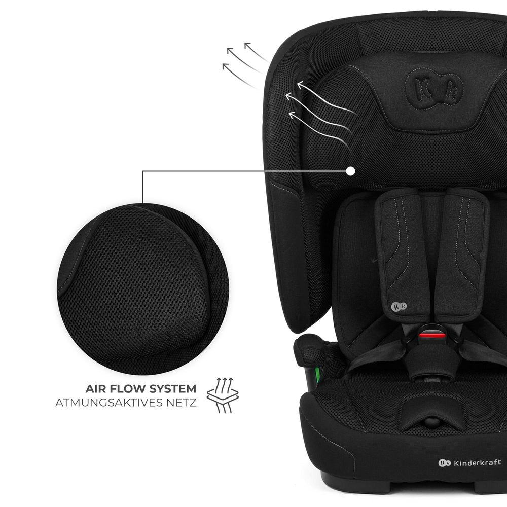 Kinderkraft FIX2GO i-Size – Autokindersitz 76–150 cm – ISOFIX – SAFERIDE SENSOR – H-GUARD+ – EASY GROW – klappbar – AIR FLOW – R129 - Schwarz